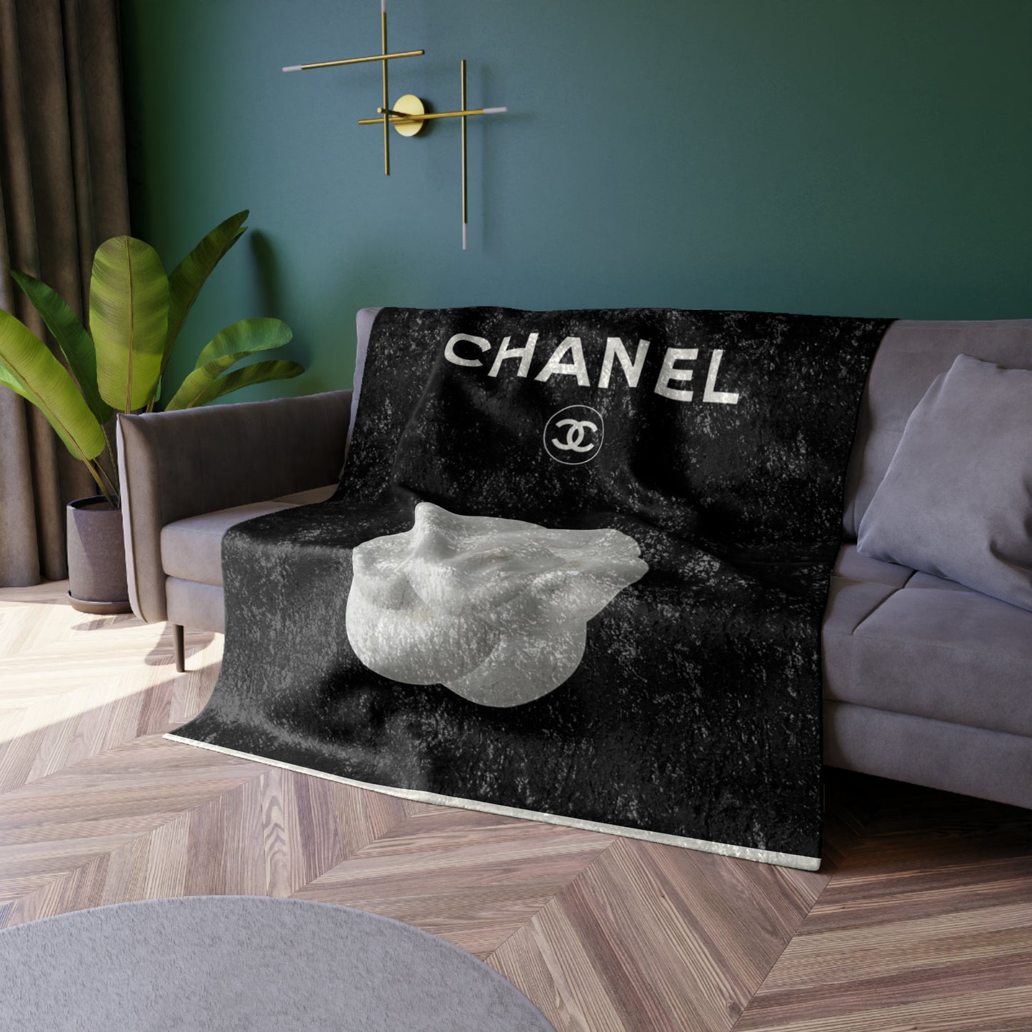 Crushed “CHANEL” Velvet Blanket